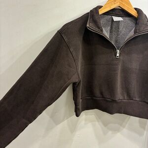 TNA Cozy Fleece Crop Washed Brown